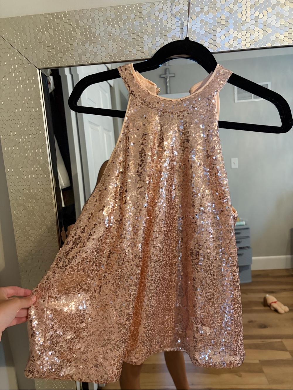 Sequined Halter Top in Rose Gold